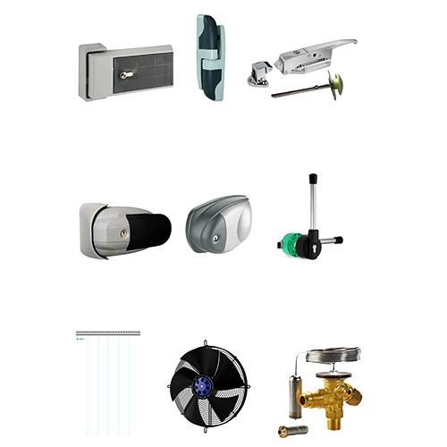 Cold-room Lock, Hinges, Condenser Fan, Thermostat, PVC Curtain, Hinges, Heaters etc.